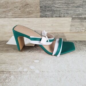 The‎ Drop Womens Sandals Sz 8 Avery Green Strappy Block Heeled Square Toe